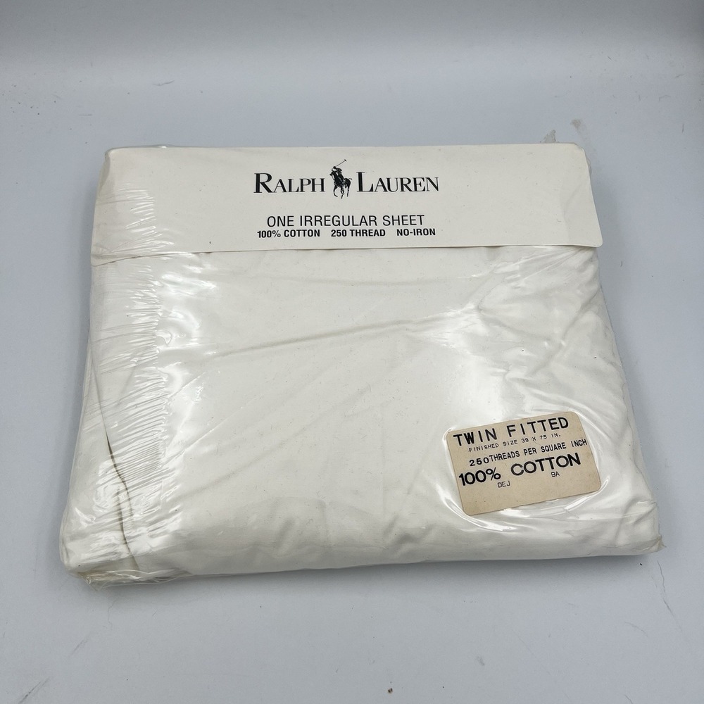 NEW! Vintage Ralph Lauren Irregular Twin Fitted Sheet White 200 Thread Count